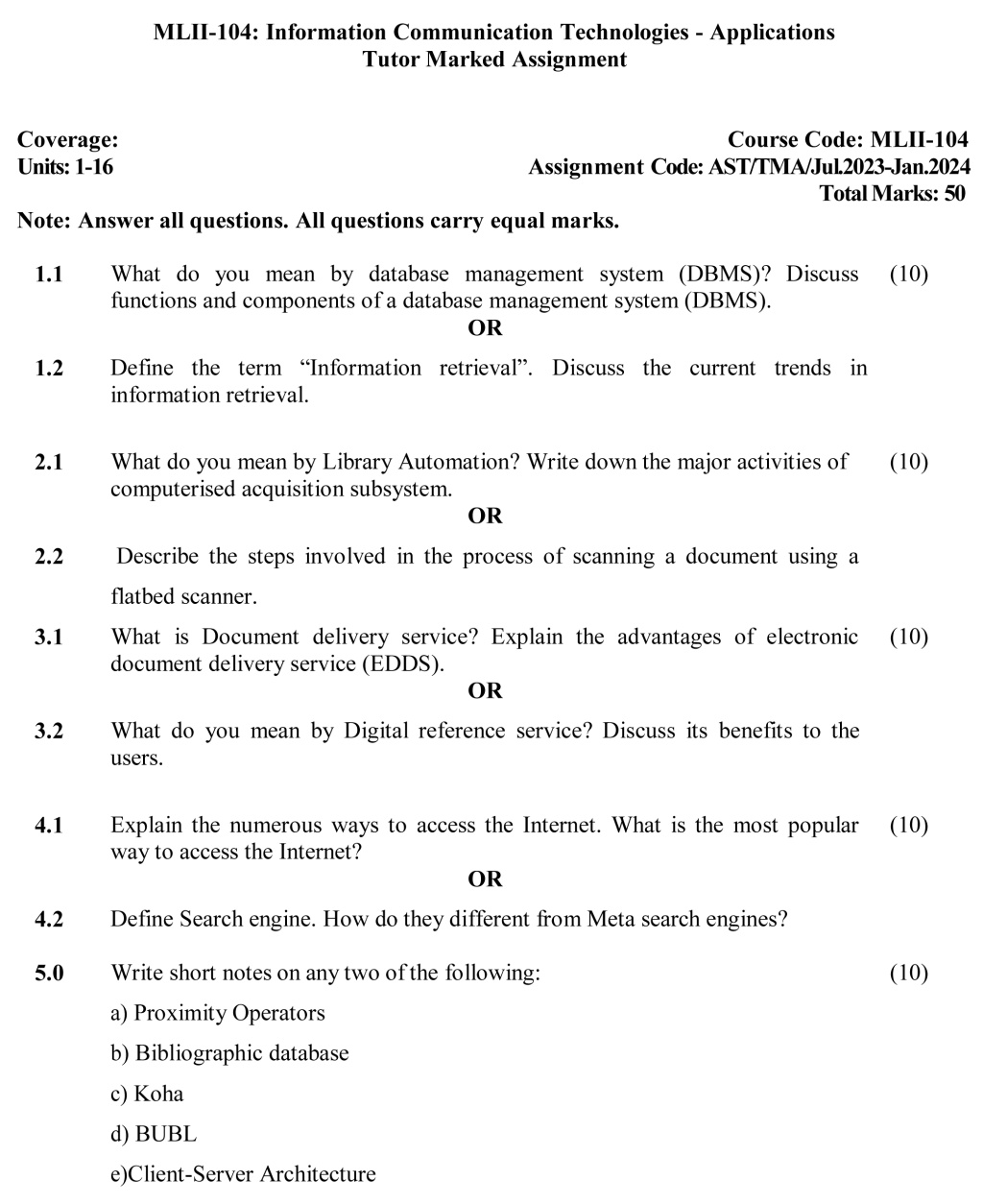 IGNOU MLII-104 - Information Communication Technologies: Applications, Latest Solved Assignment-July 2023 – January 2024