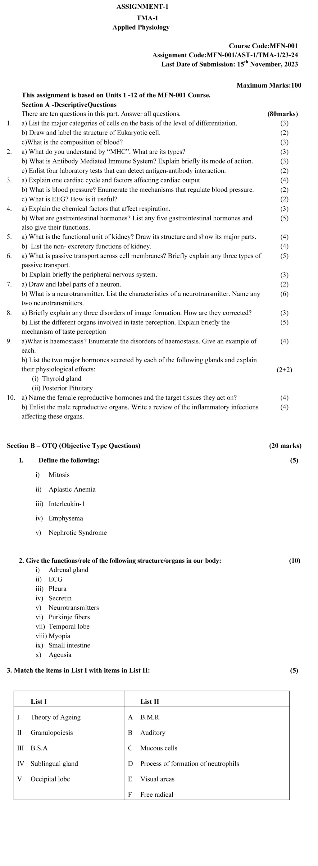 MFN-01 - Applied Physiology-July 2023 – January 2024