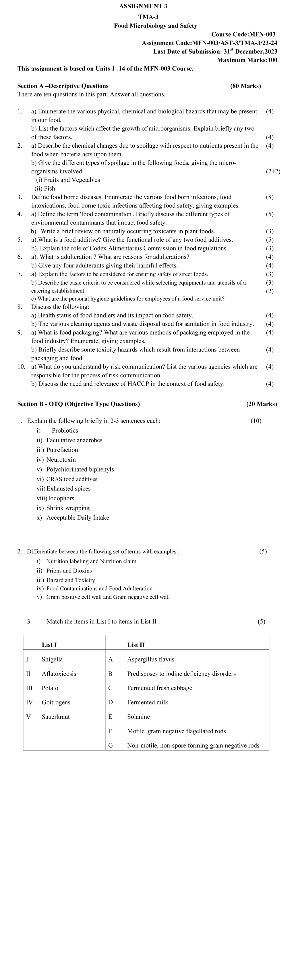 MFN-03 - Food Microbiology and Safety-July 2023 – January 2024