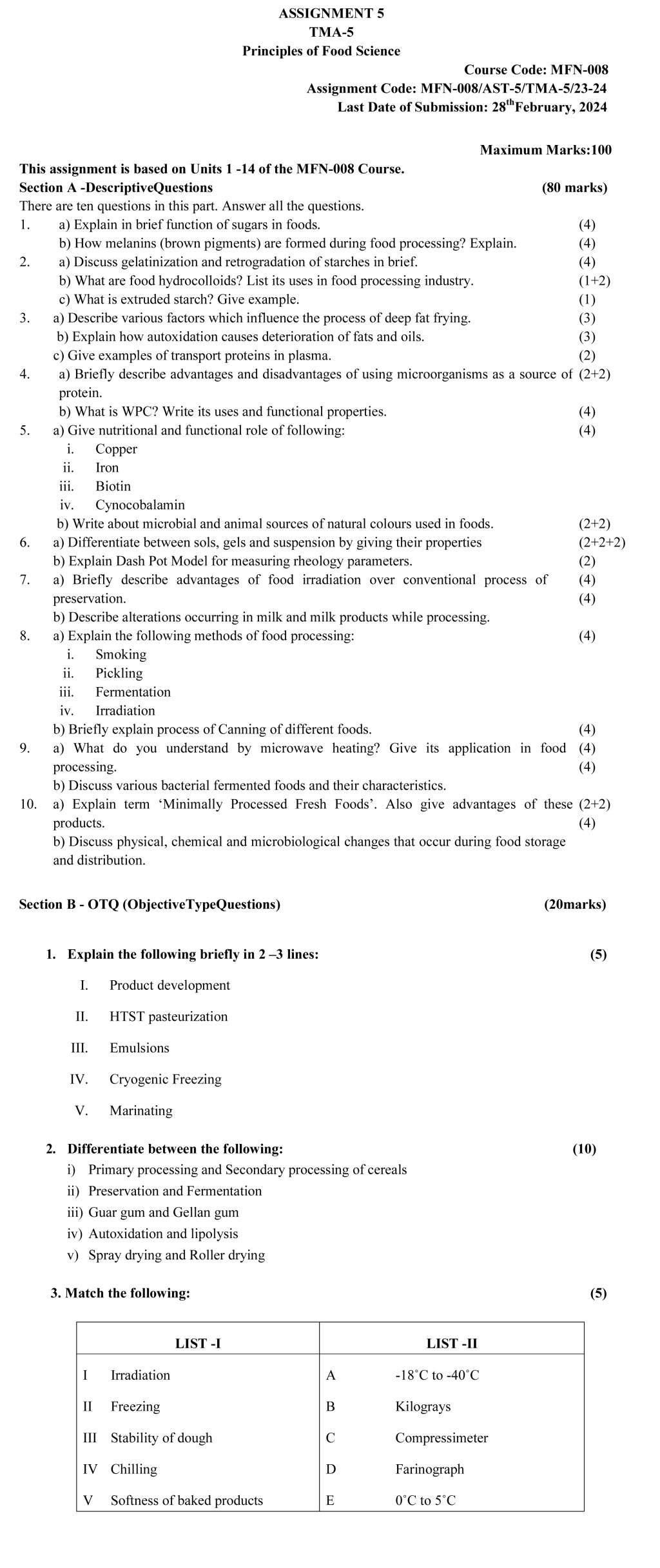 MFN-08 - Principles of Food Science-July 2023 – January 2024