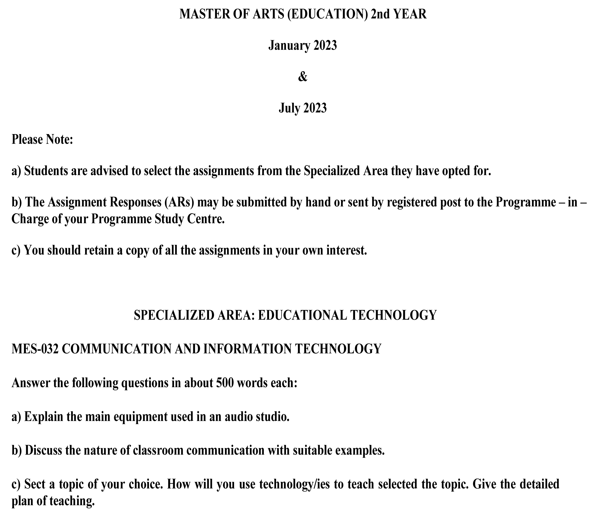 MES-32 - Communication and Information Technology-January 2023 - July 2023