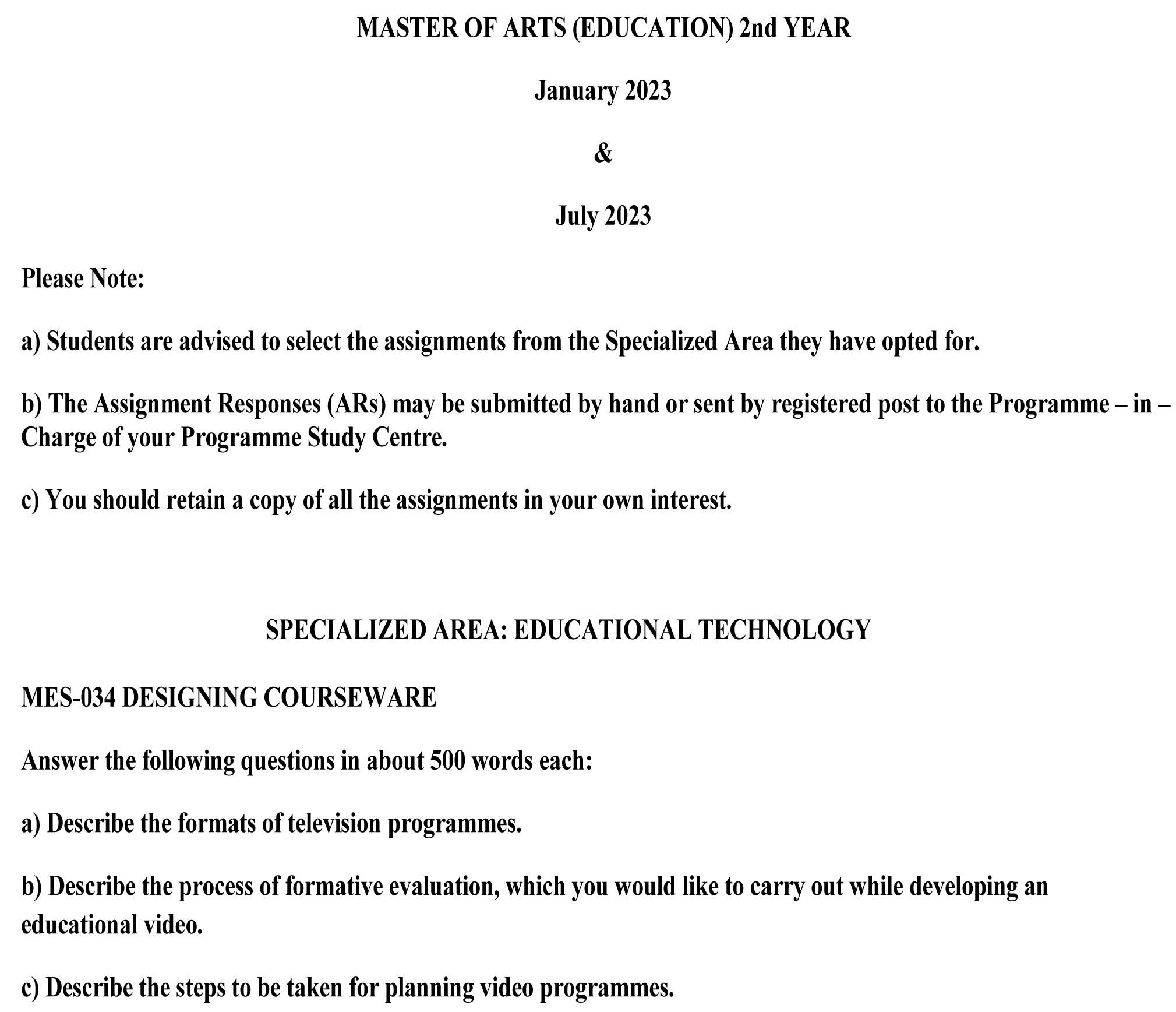 MES-34 - Designing Courseware-January 2023 - July 2023