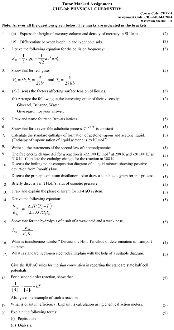 CHE-04 - Physical Chemistry-January 2024 - December 2024