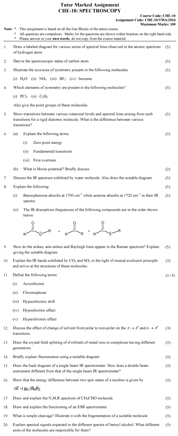 CHE-10 - Spectroscopy-January 2024 - December 2024