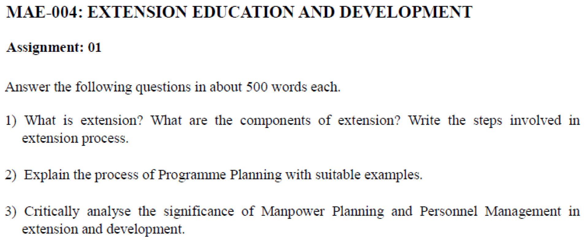 IGNOU MAE-04 - Extension Education and Development Latest Solved Assignment-January 2023 - July 2023