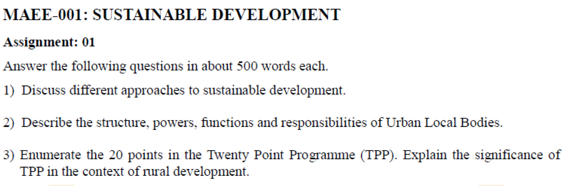 IGNOU MAEE-01 - Sustainable Development Latest Solved Assignment-January 2023 - July 2023