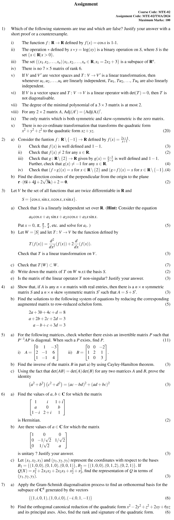 MTE-02 - Linear Algebra-January 2024 - December 2024