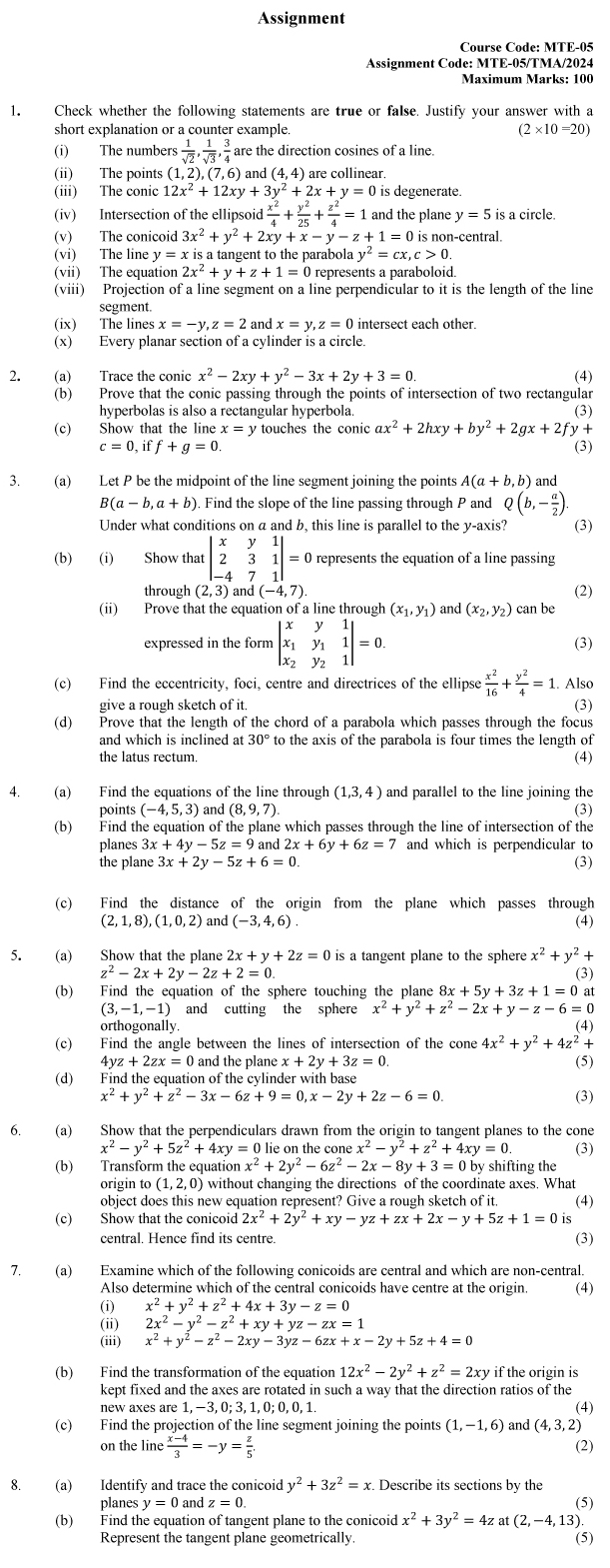 MTE-05 - Analytical Geometry-January 2024 - December 2024