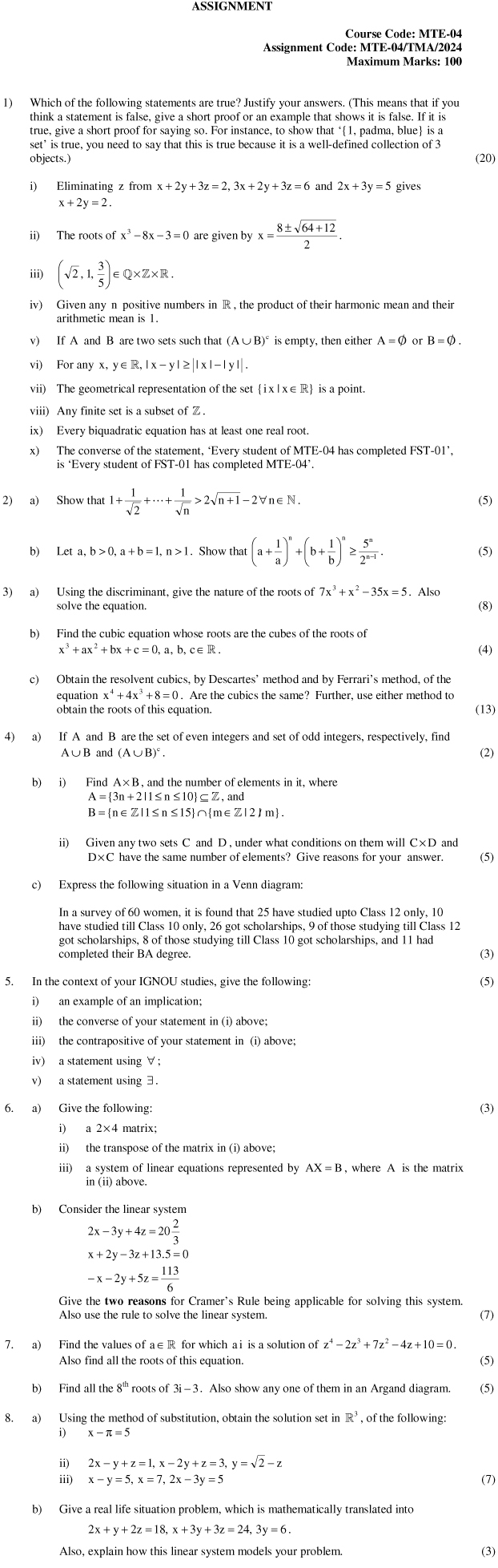 MTE-04 - Elementary Algebra-January 2024 - December 2024