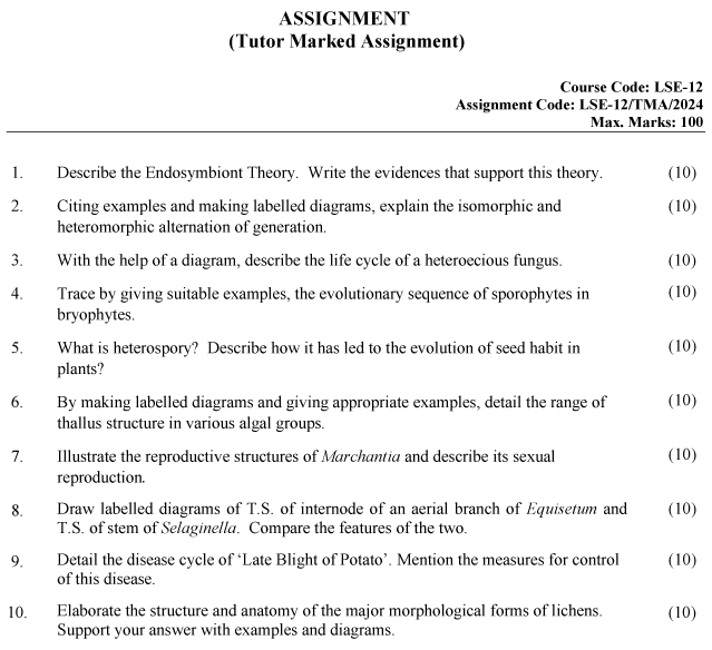 LSE-12 - Plant Diversity-I Notes-January 2024 - December 2024