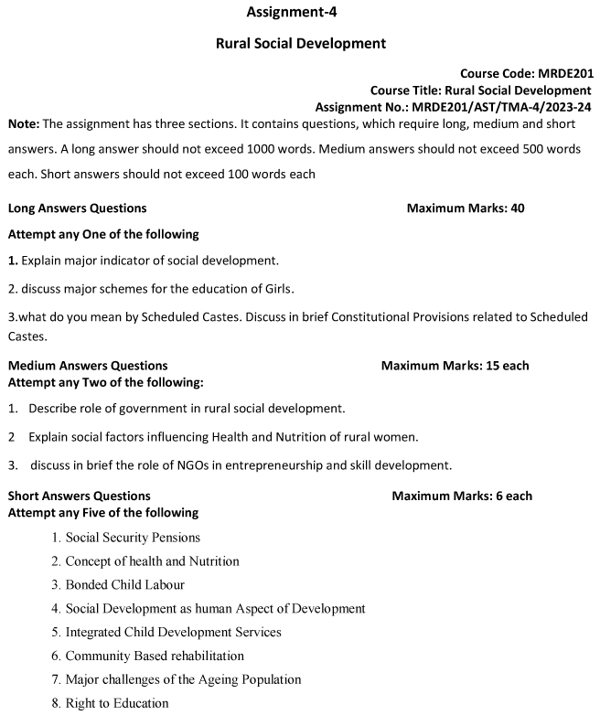 MRDE-201 - Rural Social Development-July 2023 - January 2024