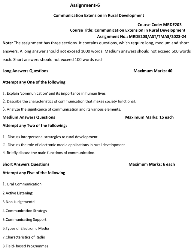 MRDE-203 - Communication and Extension in Rural Development-July 2023 - January 2024