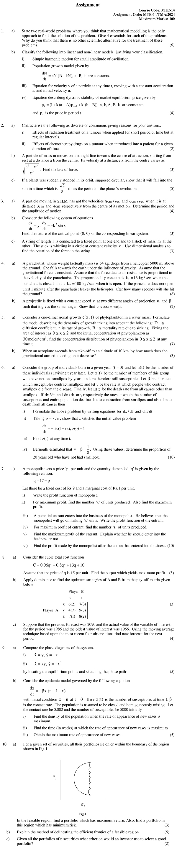 MTE-14 - Mathematical Modelling-January 2024 - December 2024