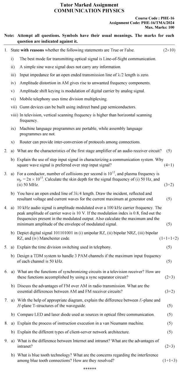 PHE-16 - Communication Physics-January 2024 - December 2024