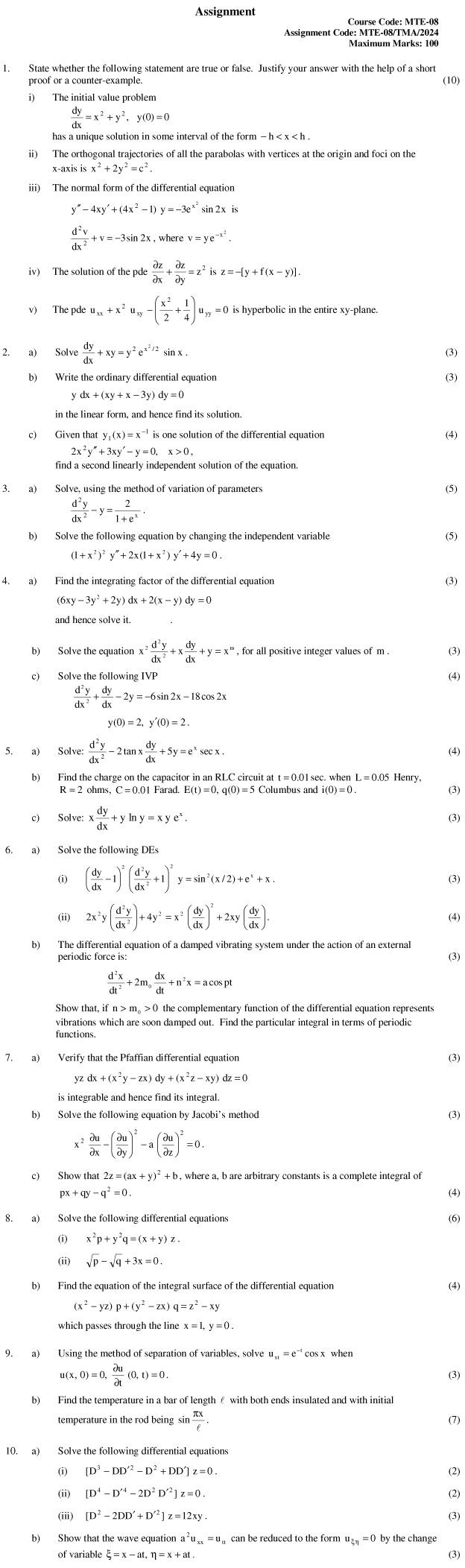 MTE-08 - Differential Equations-January 2024 - December 2024