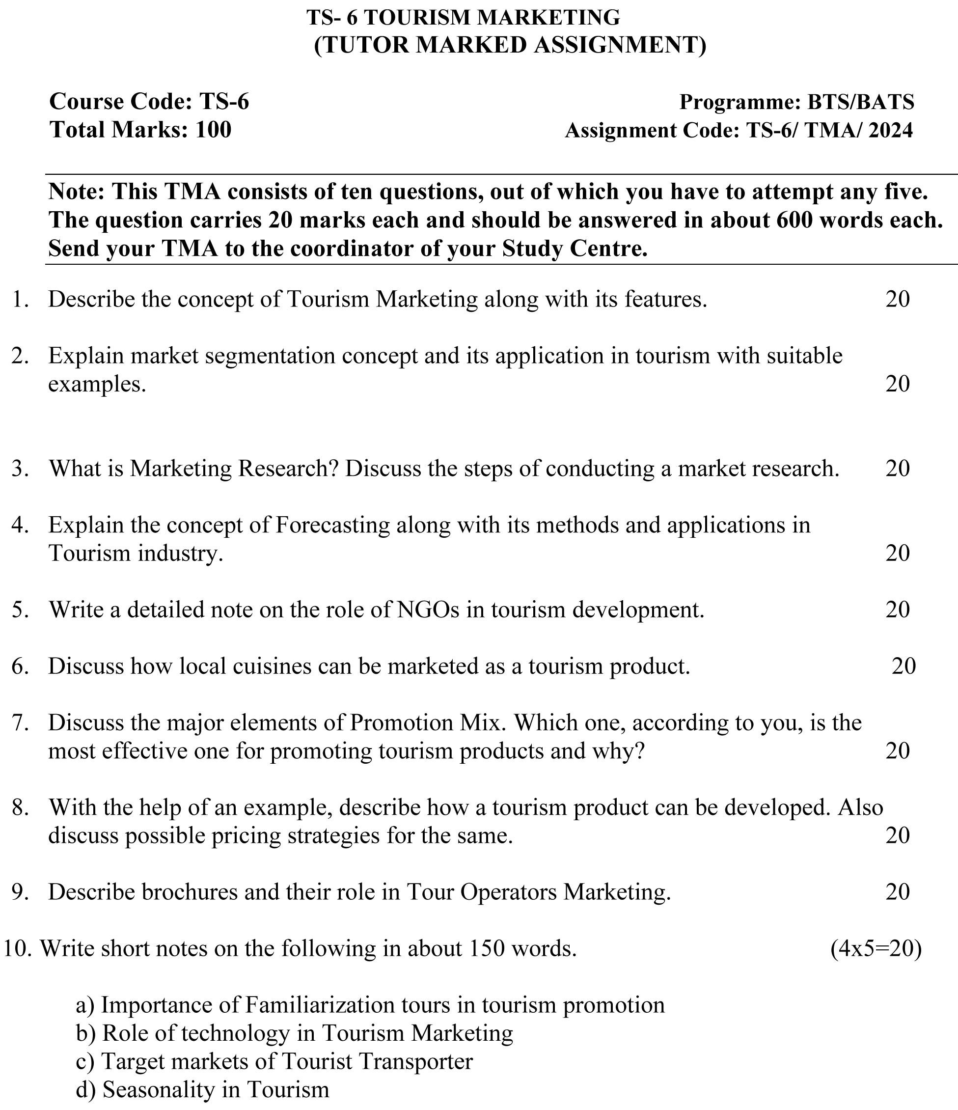 TS-06 - Tourism Marketing-June 2024 - December 2024