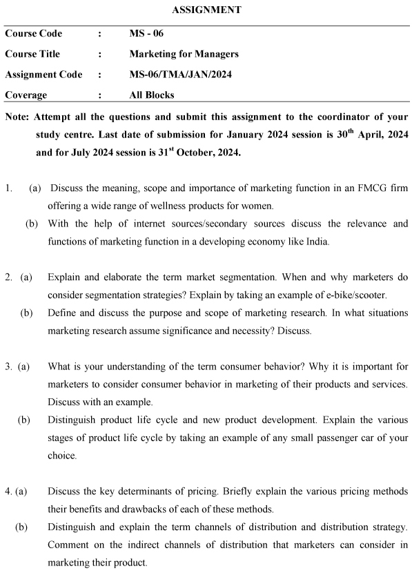 IGNOU MS-06 - Management of Machines and Material, Latest Solved Assignment-January 2024 - July 2024