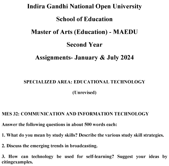 IGNOU MCS-32 - Object Oriented Analysis and Design, Latest Solved Assignment-January 2024 - July 2024