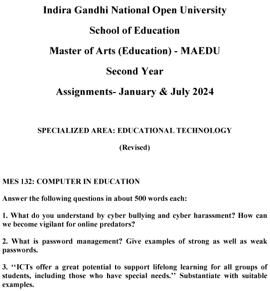 MES-132 - Computer in Education-January 2024 - July 2024