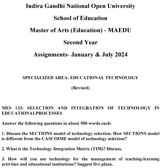 MES-133 - Selection and Integration of Technology in Educational Processes-January 2024 - July 2024