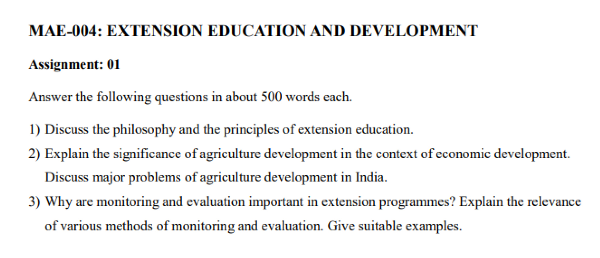 IGNOU MAE-04 - Extension Education and Development Latest Solved Assignment-January 2024 - July 2024