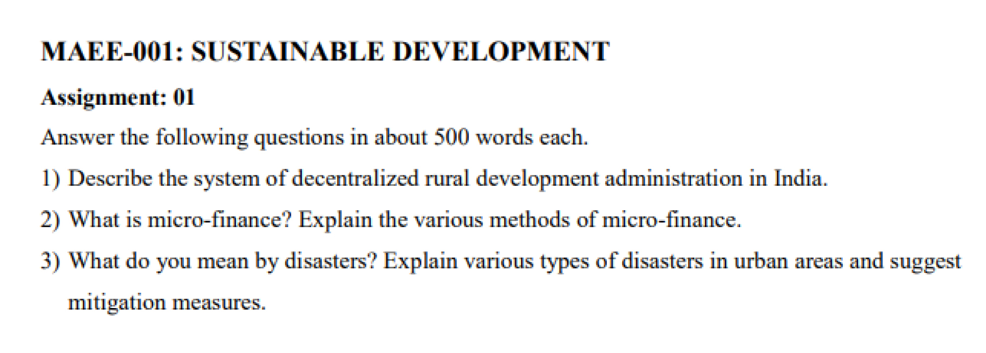 IGNOU MAEE-01 - Sustainable Development Latest Solved Assignment-January 2024 - July 2024