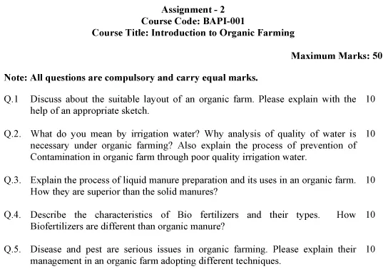 IGNOU BAPI-01 - Organic Production System Latest Solved Assignment -January 2024 - July 2024