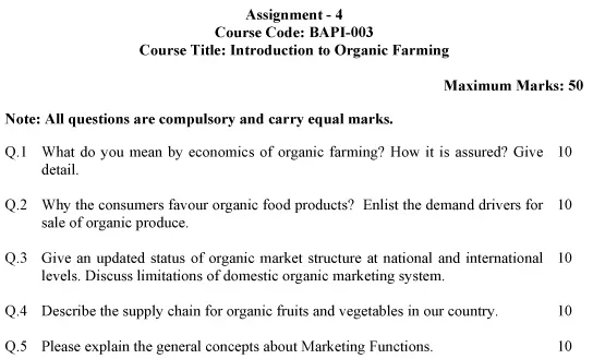 IGNOU BAPI-03 - Economics and Marketing of Organic Produce Latest Solved Assignment -January 2024 - July 2024