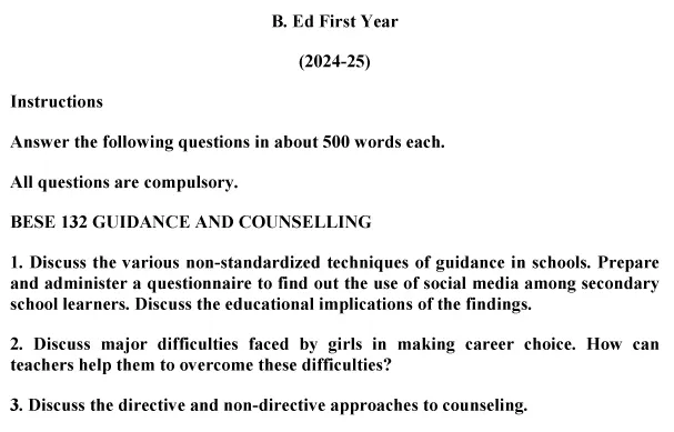 BESE-132 - Guidance and Counselling-January 2024 - July 2024