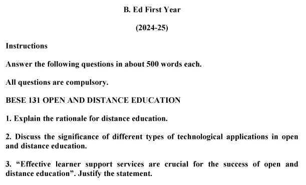 BESE-131 - Open and Distance Education-January 2024 - July 2024