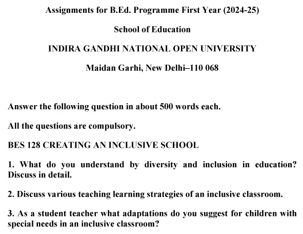 BES-128 - Creating an Inclusive School-January 2024 - July 2024