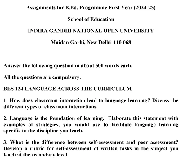 BES-124 - Language Across the Curriculum-January 2024 - July 2024