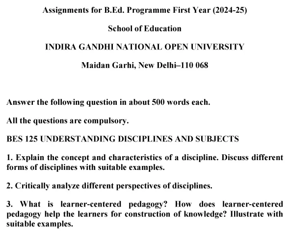 BES-125 - Understanding Disciplines and Subjects-January 2024 - July 2024