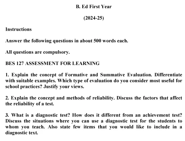 BES-127 - Assessment for Learning-January 2024 - July 2024