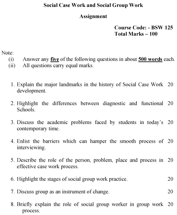 IGNOU BSW-125 - Social Case Work and Social Group Work Latest Solved Assignment-July 2023 - January 2024