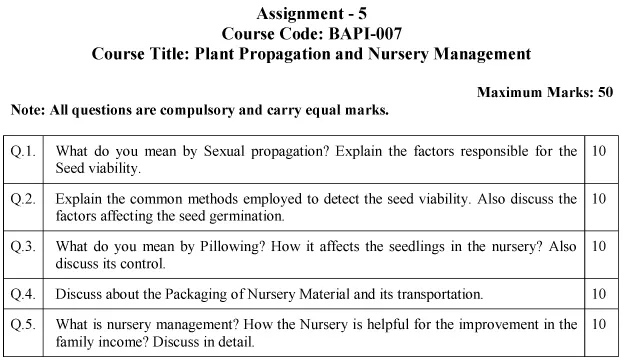 IGNOU BAPI-07 - Plant Propagation and Nursery Management Latest Solved Assignment-January 2024 - July 2024