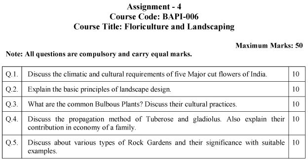 IGNOU BAPI-06 - Floriculture and Landscaping Latest Solved Assignment-January 2024 - July 2024