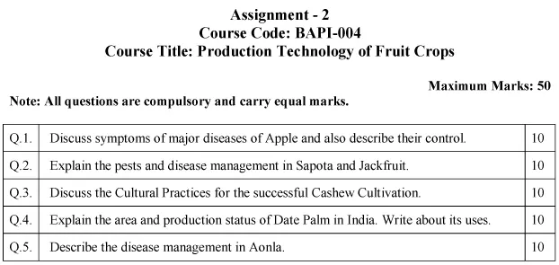 IGNOU BAPI-04 - Production Technology of Fruit Crops Latest Solved Assignment-January 2024 - July 2024