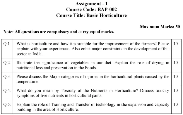 IGNOU BAP-02 - Basic Horticulture Latest Solved Assignment-January 2024 - July 2024