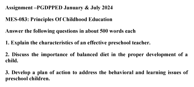 MES-83 - Principles of ChildhoodEducation-January 2024 - July 2024