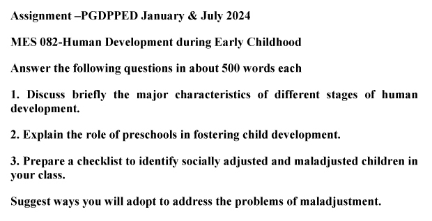 MES-82 - Human Development during Early Childhood-January 2024 - July 2024