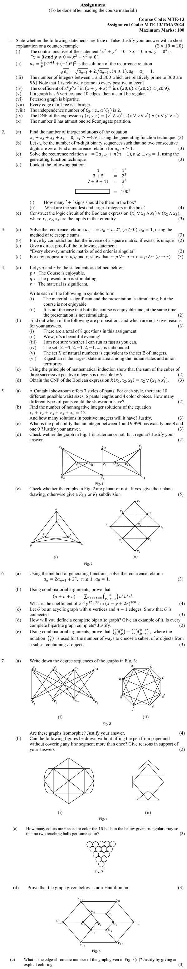 MTE-13 - Discrete Mathematics-January 2024 - December 2024