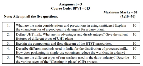 IGNOU BPVI-13 - Milk Processing and Packaging Latest Solved Assignment-January 2024 - July 2024