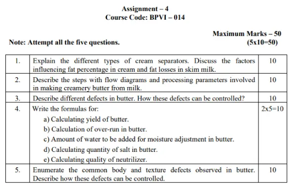 IGNOU BPVI-14 - Dairy Products – I Latest Solved Assignment-January 2024 - July 2024