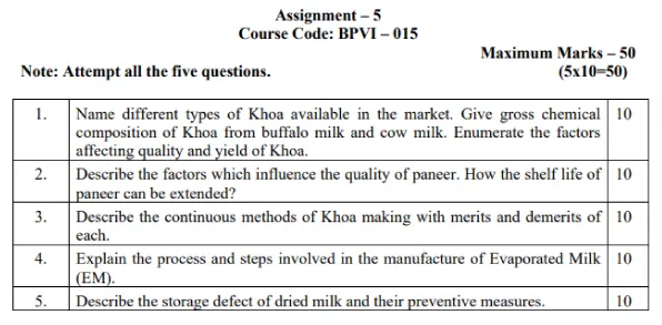 IGNOU BPVI-15 - Dairy Products - II Latest Solved Assignment-January 2024 - July 2024