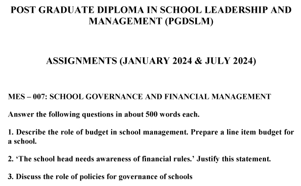 MES-07 - School Governance and Financial Management-January 2024 - July 2024