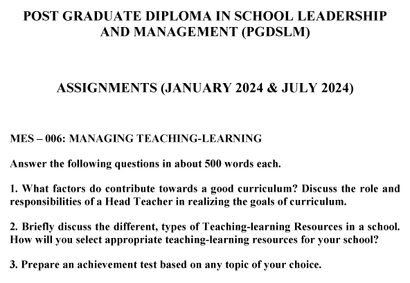 MES-06 - Managing Teaching – Learning-January 2024 - July 2024