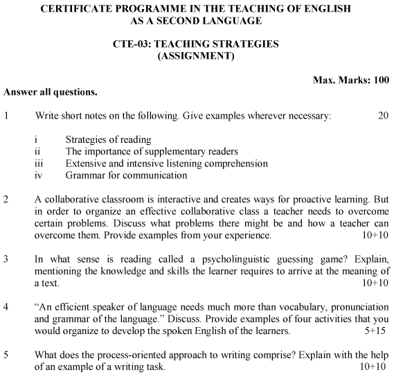 IGNOU CTE-03 - Teaching Strategies, Latest Solved Assignment-July 2024 - January 2025