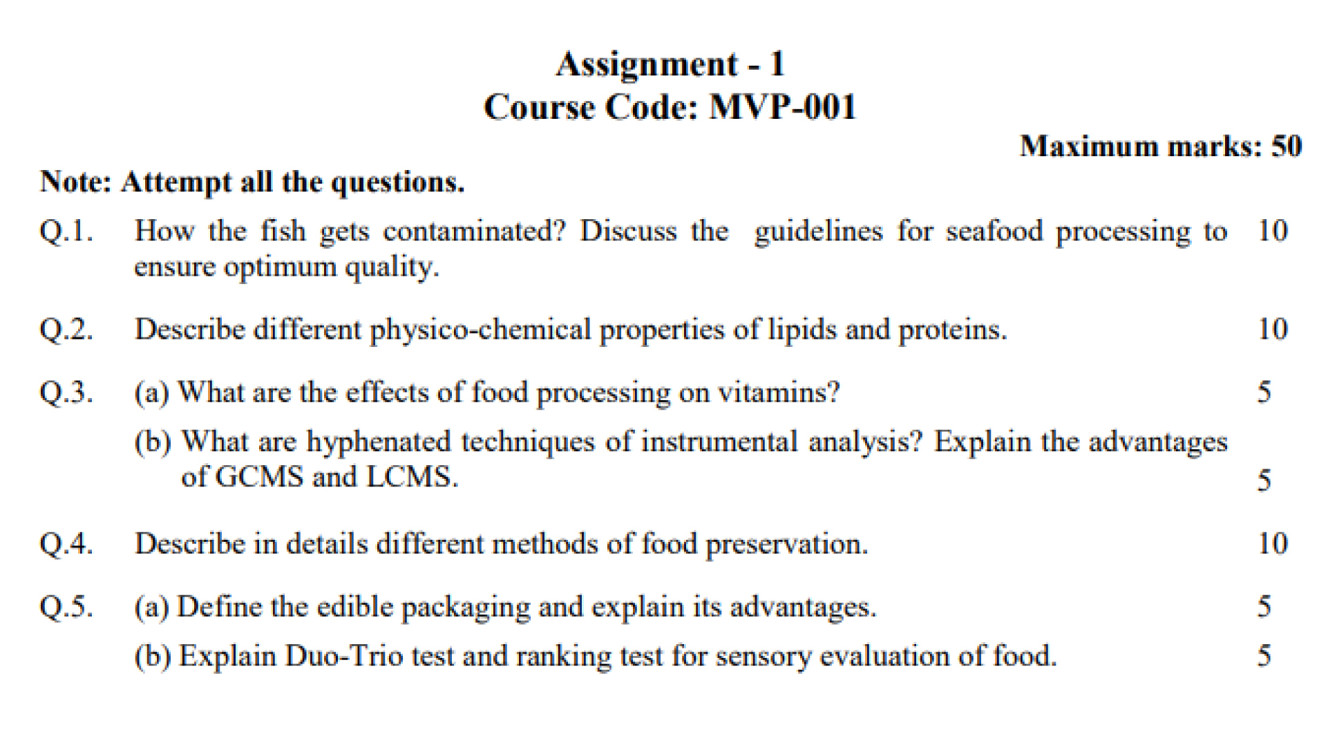 IGNOU MVP-01 - Food Fundamentals and Chemistry Latest Solved Assignment-January 2024 - July 2024