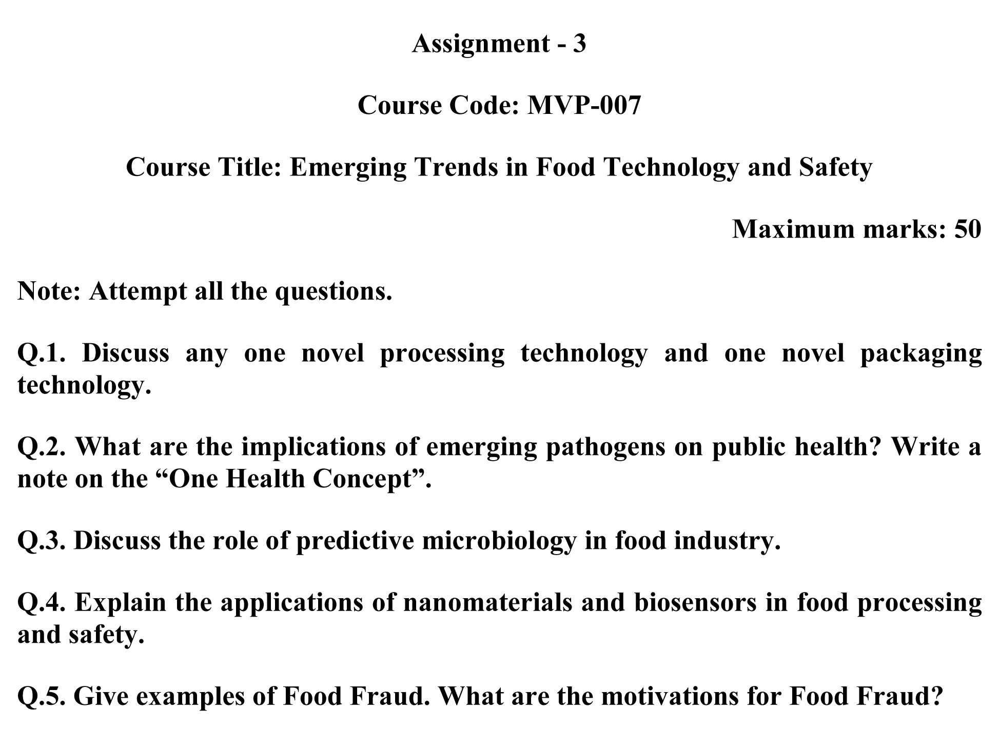 IGNOU MVP-07 - Recent trends in Food Technology and safety Latest Solved Assignment-January 2024 - July 2024